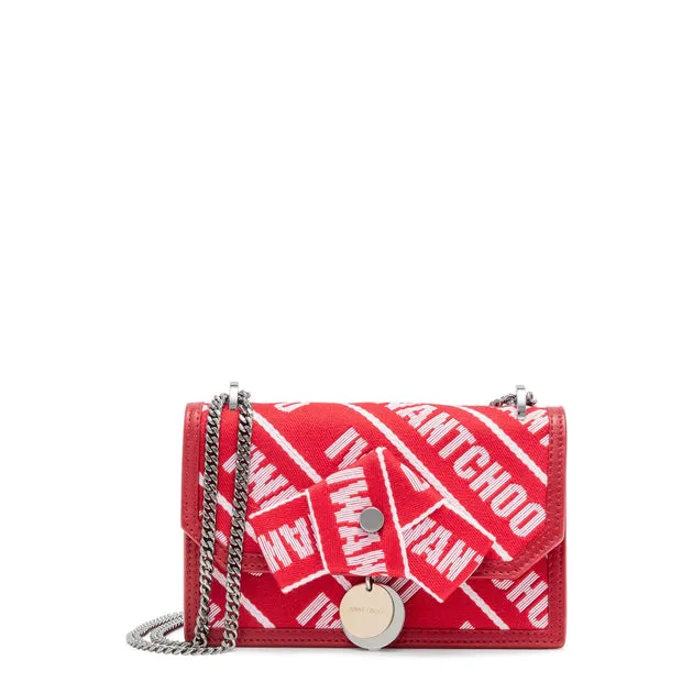 Jimmy Choo Finley red logo cross body bag