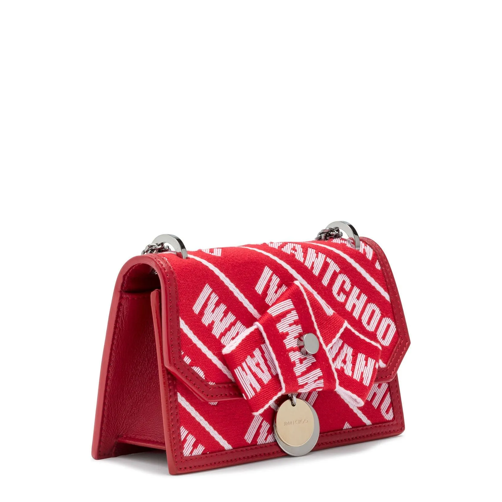 Jimmy Choo Finley red logo cross body bag