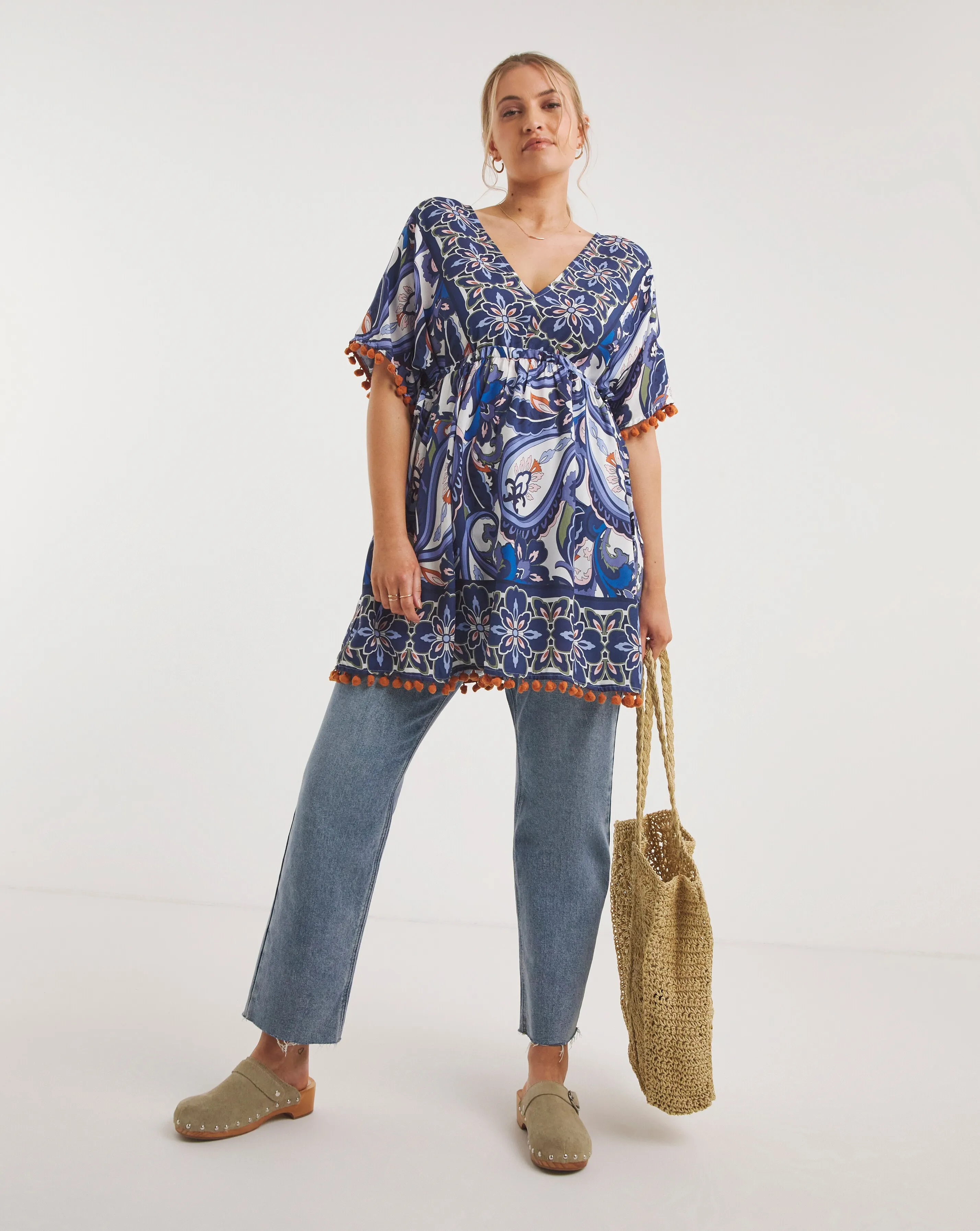 Joe Browns Floral Tunic With Pom Pom Detail | Simply Be