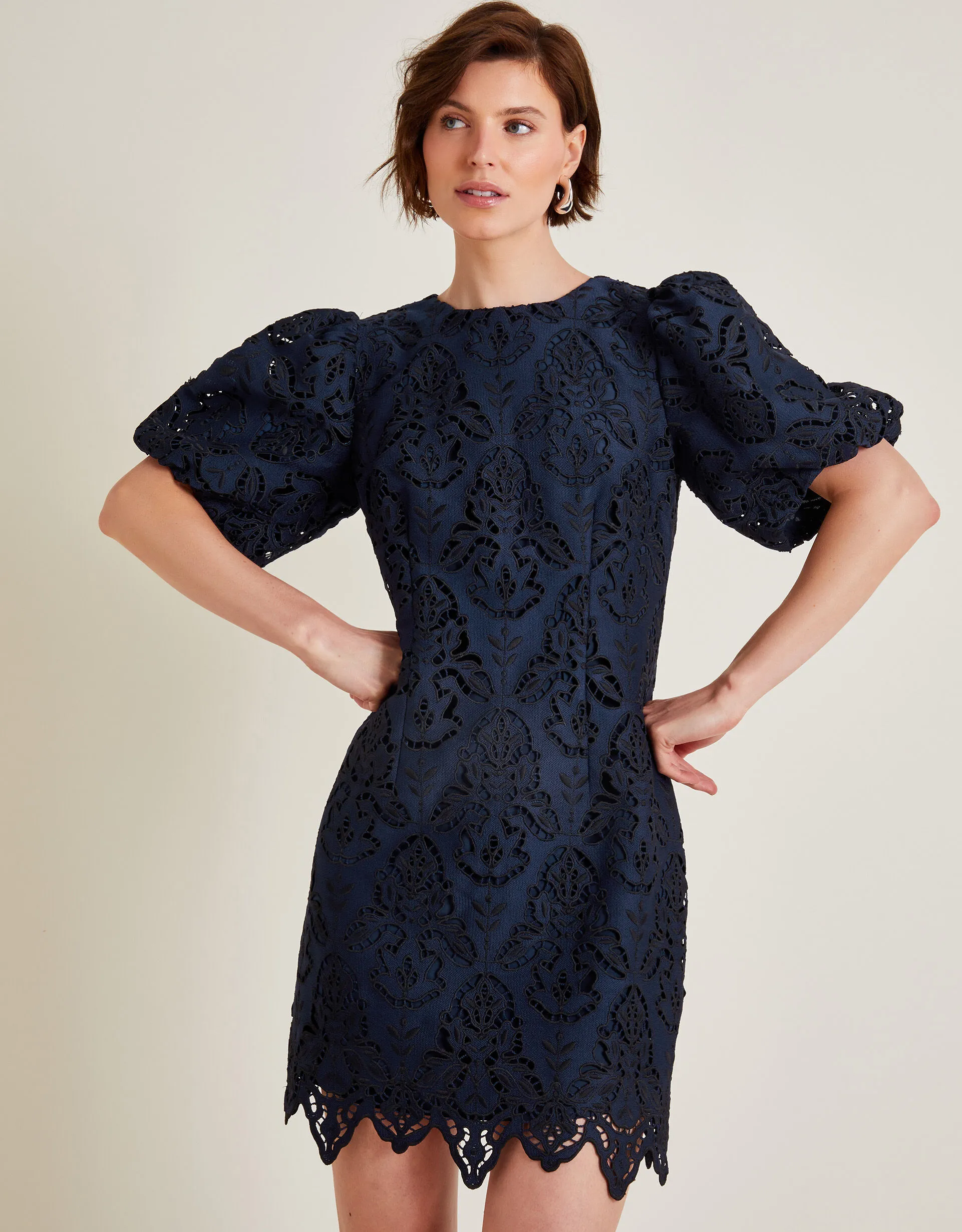 Lila Lace Tunic Mini Dress Blue