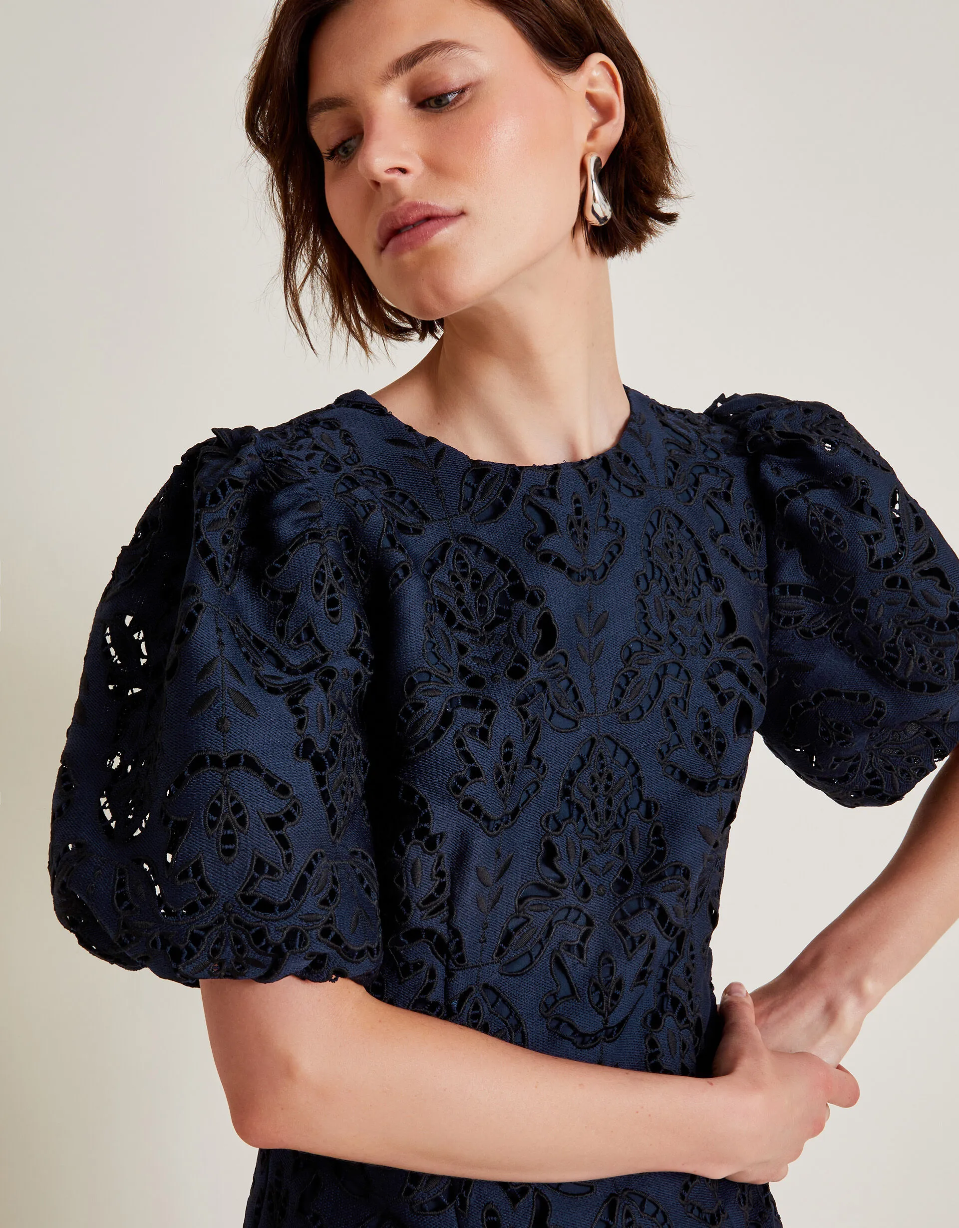 Lila Lace Tunic Mini Dress Blue