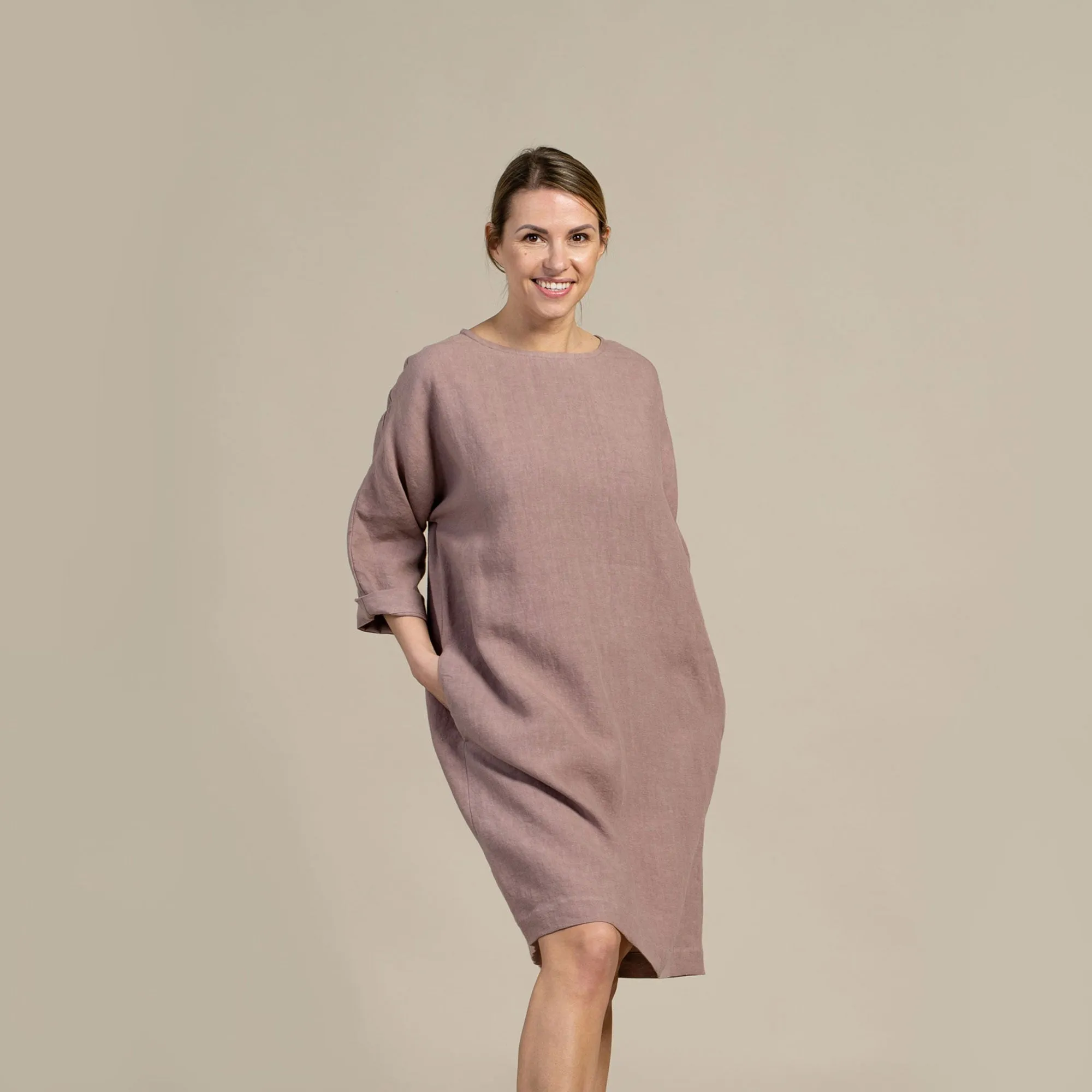 Linen Tunic Dress Selena Faded Rose