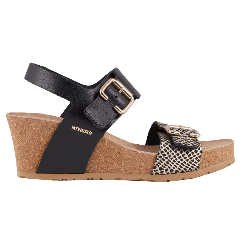 Lissandra Full Grain Printed Leather Women's Wedge Sandals