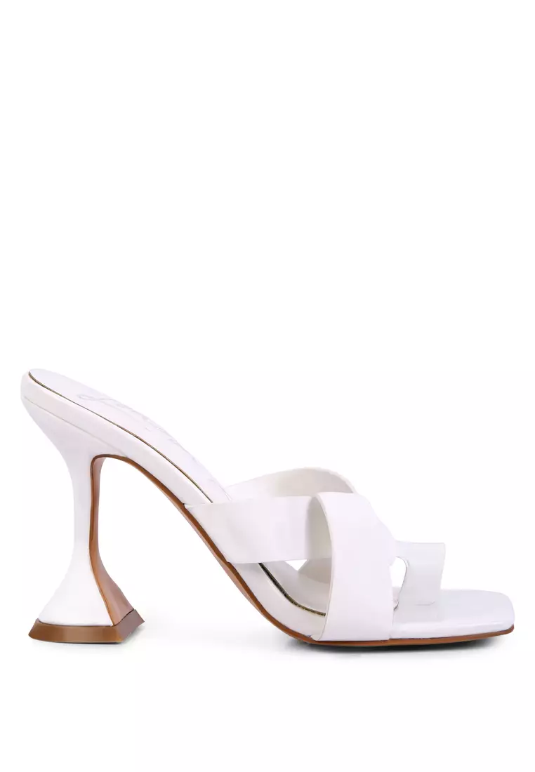 London Rag White Intertwined Toe Ring Heeled Sandals