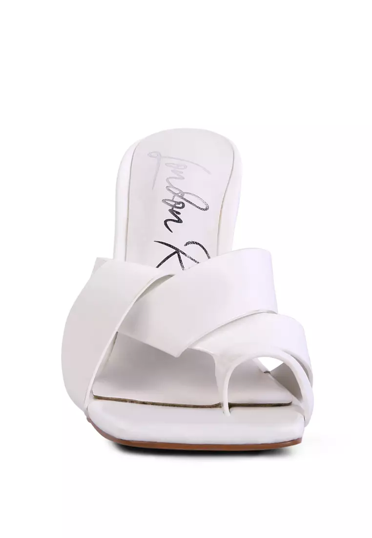 London Rag White Intertwined Toe Ring Heeled Sandals