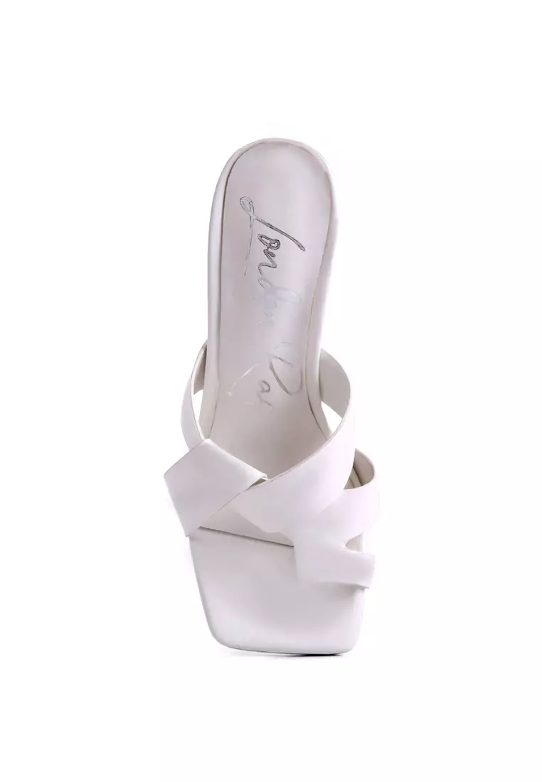 London Rag White Intertwined Toe Ring Heeled Sandals