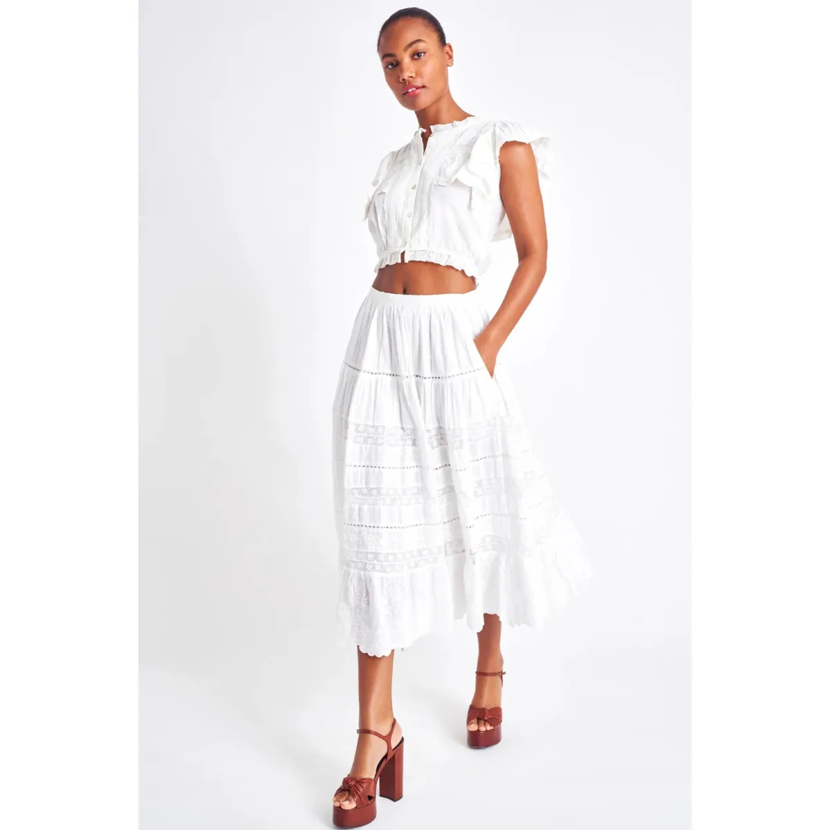 LoveShackFancy   Donna Skirt White