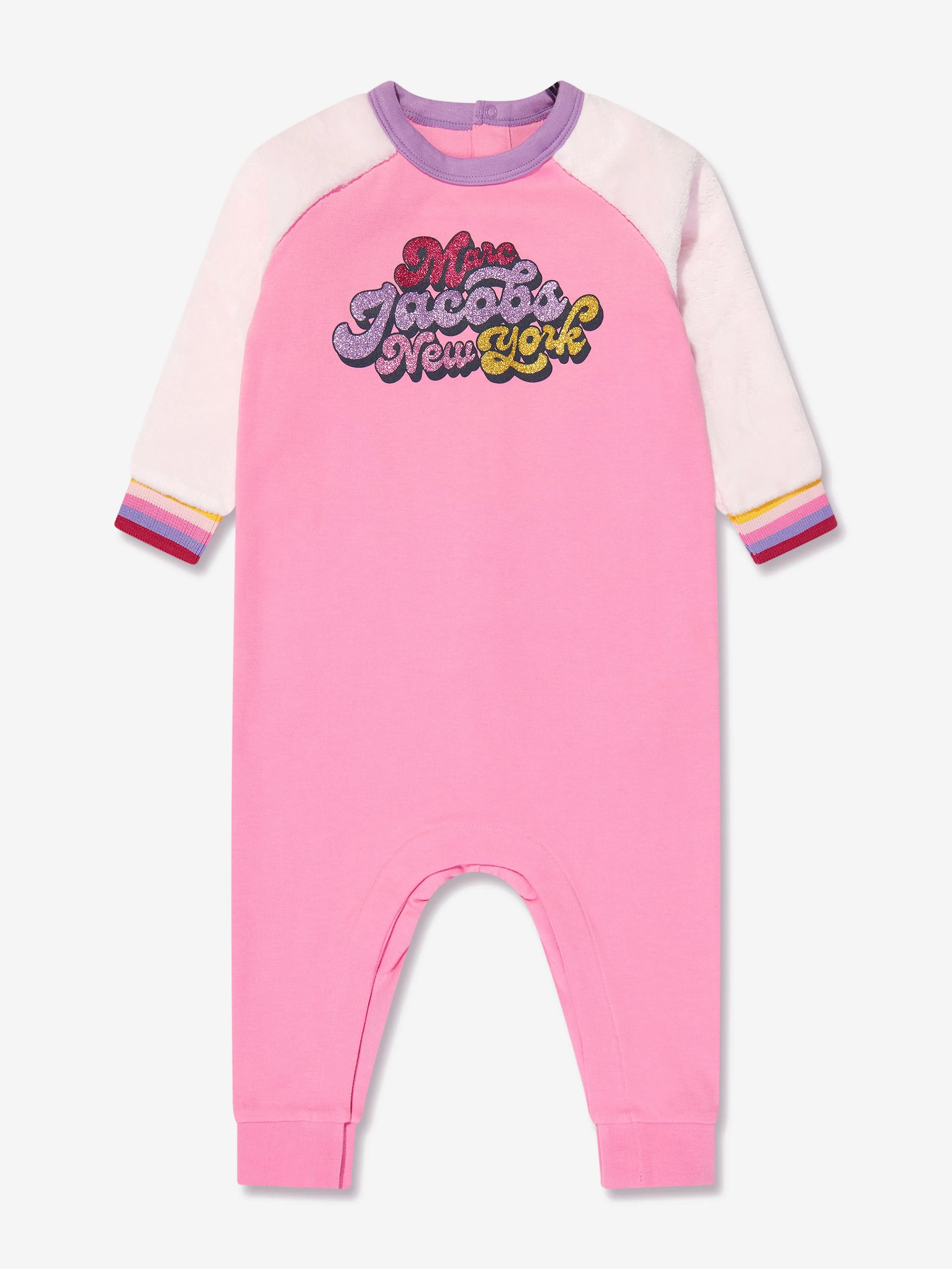 MARC JACOBS Baby Girls Glitter Logo Romper in Pink