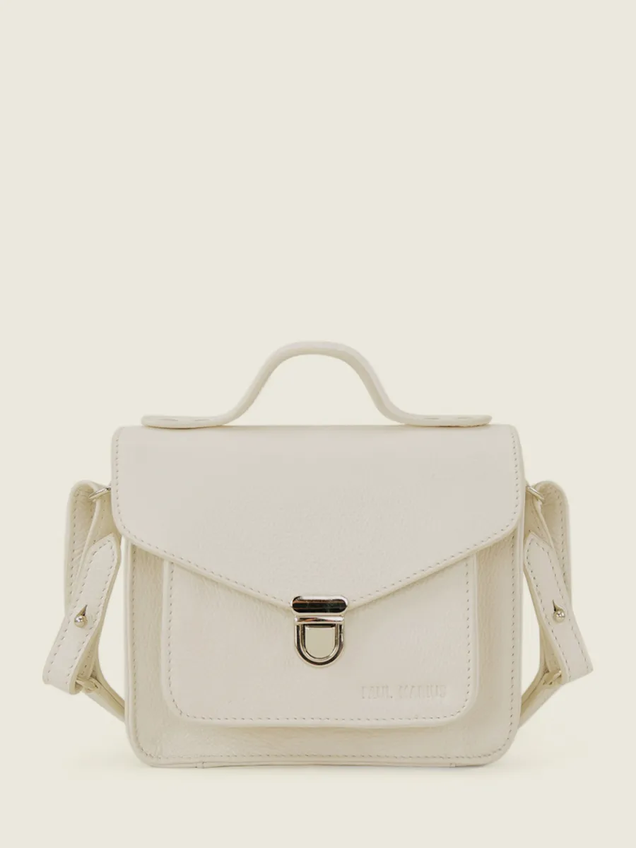 Mini White Leather Cross-Body Bag for Women - Mademoiselle George XS Pastel Chalk | PAUL MARIUS