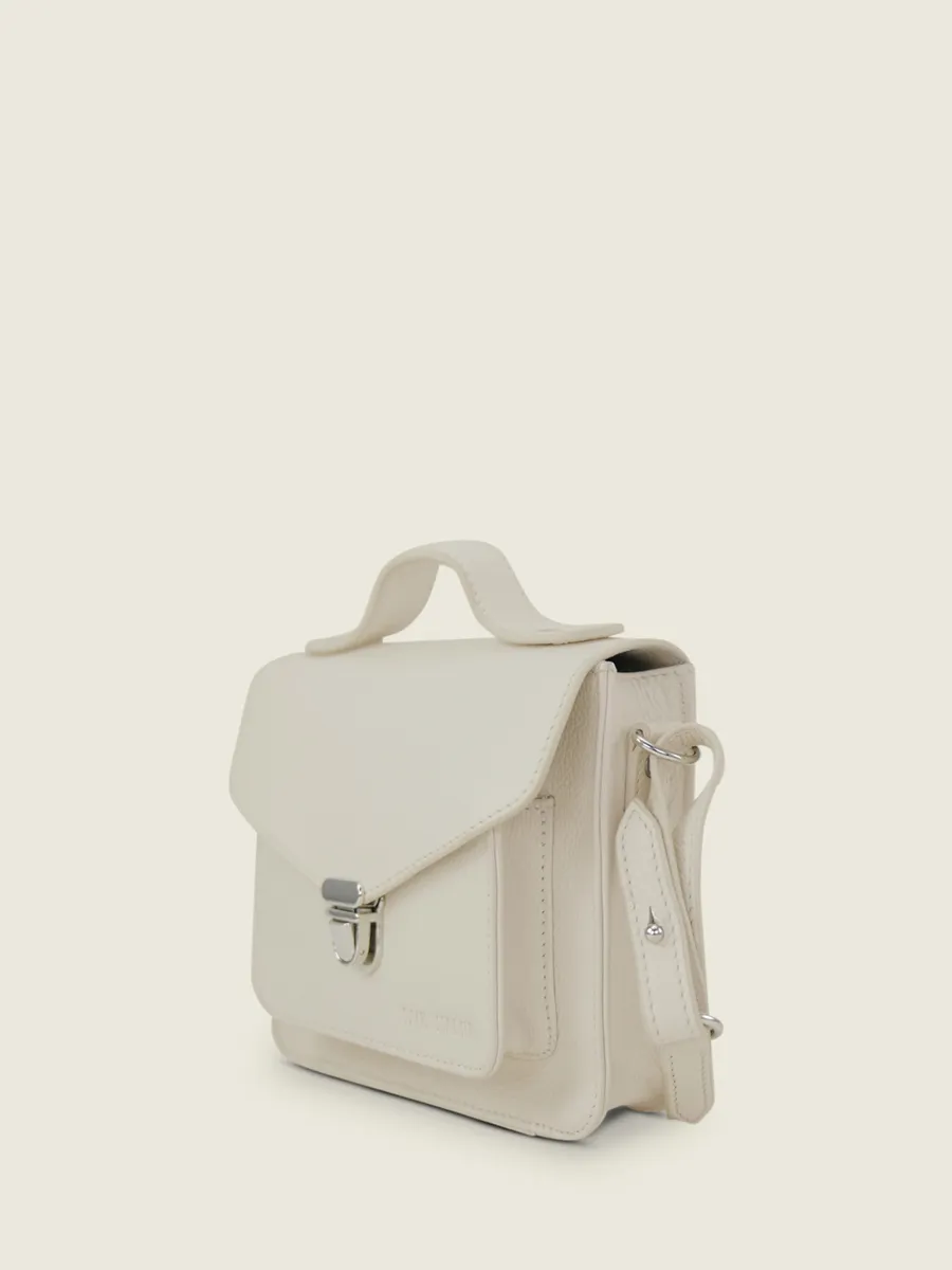 Mini White Leather Cross-Body Bag for Women - Mademoiselle George XS Pastel Chalk | PAUL MARIUS