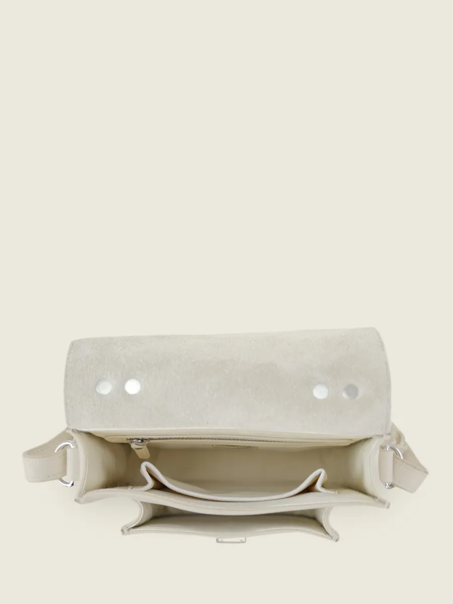 Mini White Leather Cross-Body Bag for Women - Mademoiselle George XS Pastel Chalk | PAUL MARIUS