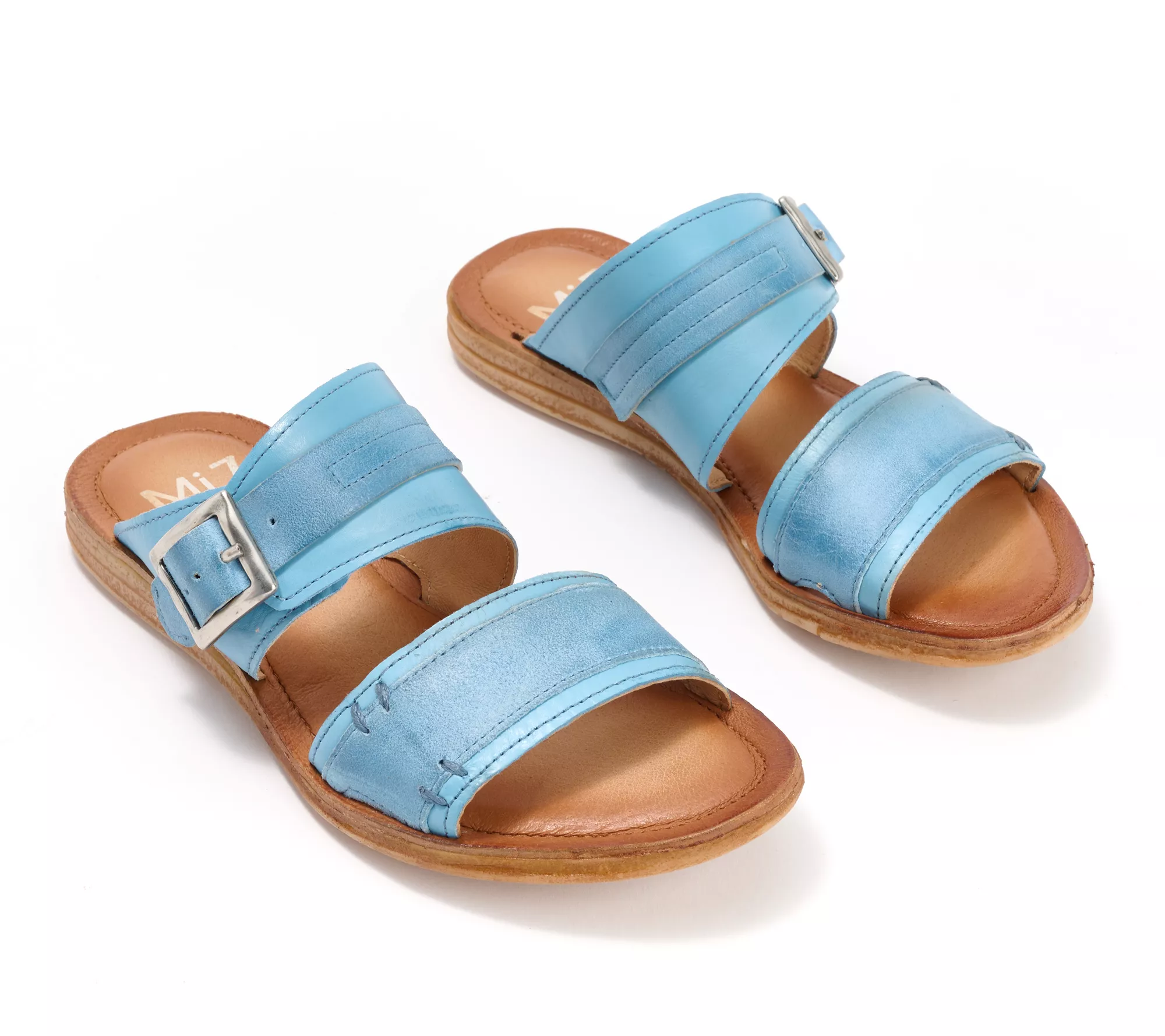 Miz Mooz Leather Double Band Slide Sandals - Florra