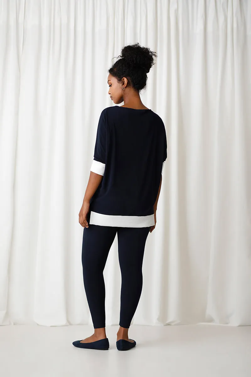 Motion Pocket Boxy Tunic | Navy/Wht