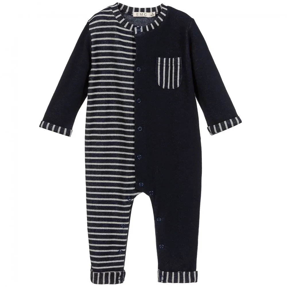 Navy Blue Striped Romper