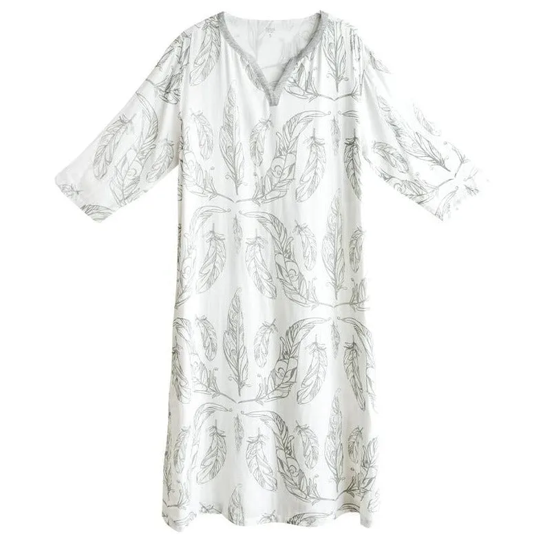 Nest Designs Women's Bamboo Dream Gown Sleeping Tunic - Feather White