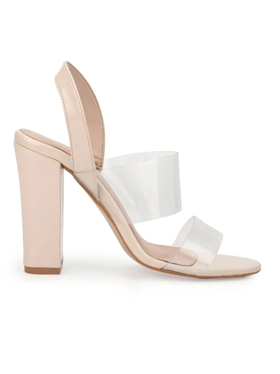 Nude Perspex Patent Clear Sandals With Back Strap