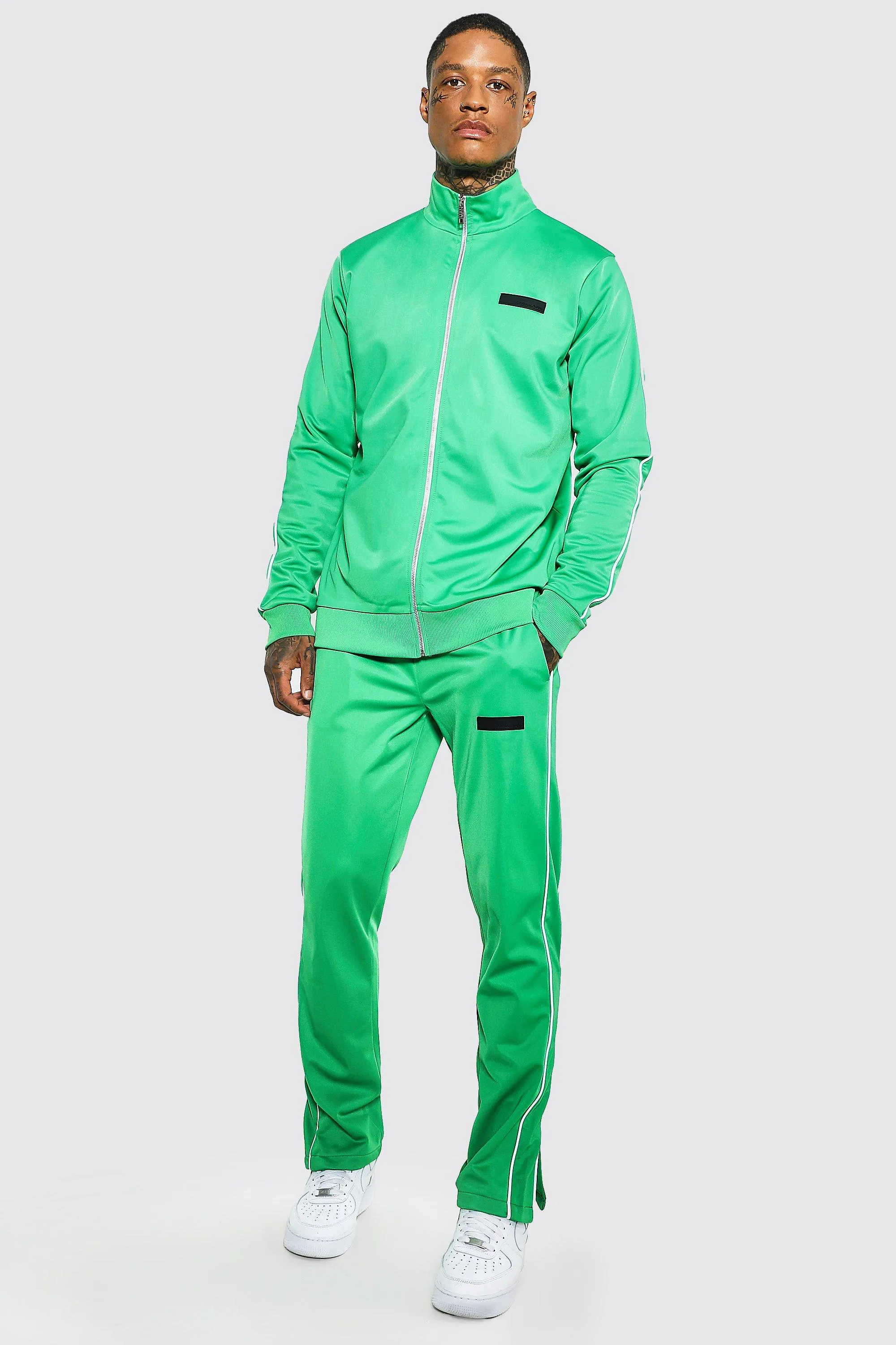 Official Man Zip Through Tricot Tracksuit | boohooMAN UK