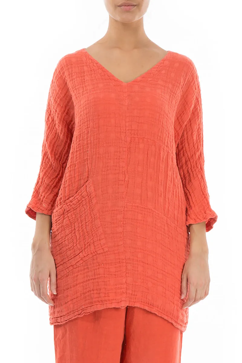 One Pocket New Orange Linen Tunic