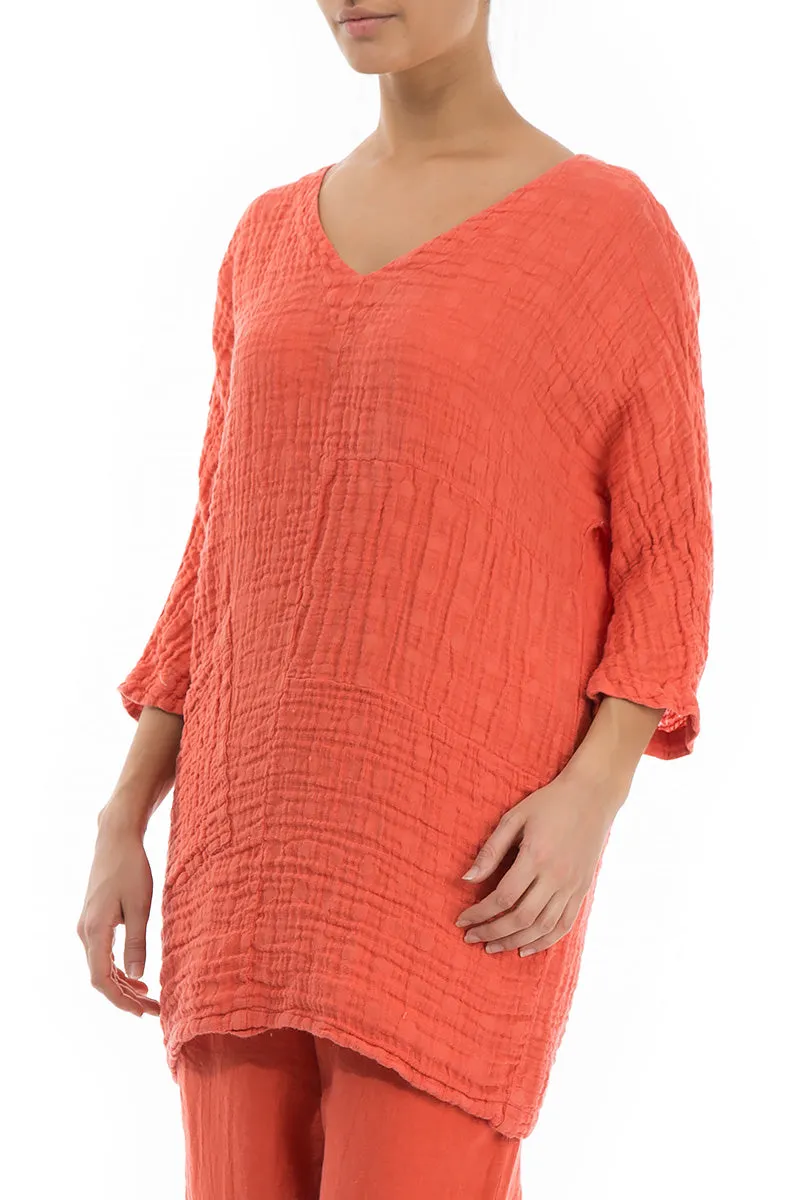 One Pocket New Orange Linen Tunic