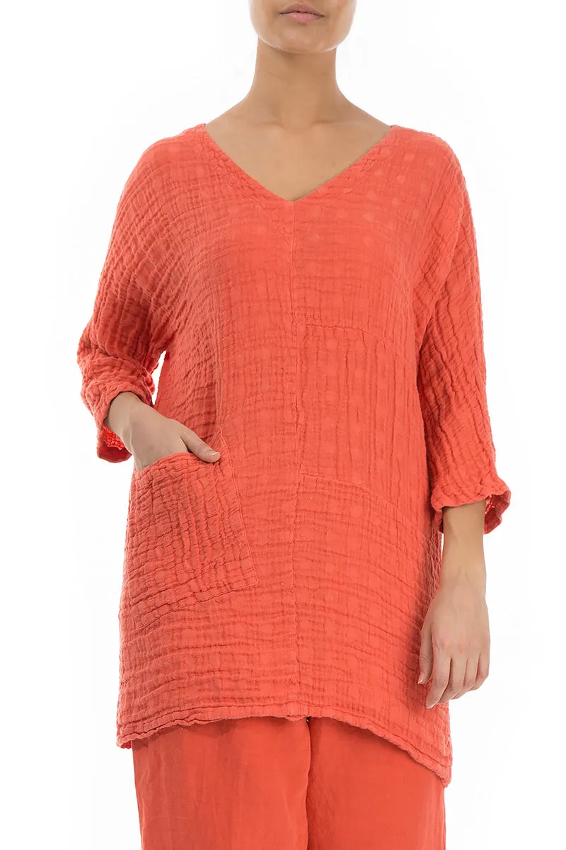 One Pocket New Orange Linen Tunic