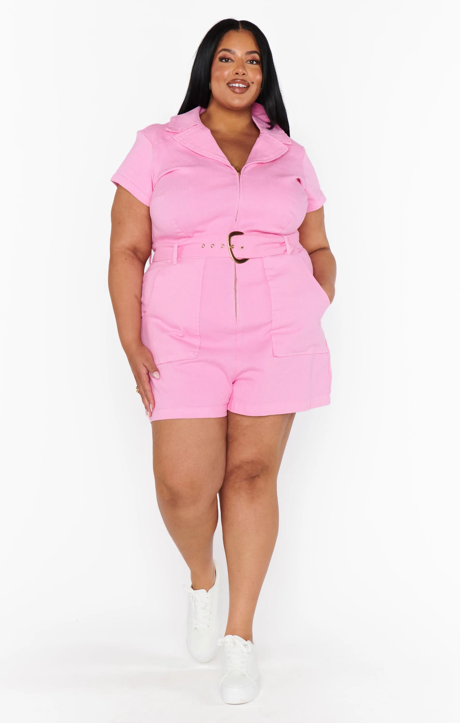 Outlaw Romper ~ Bubblegum Pink Denim