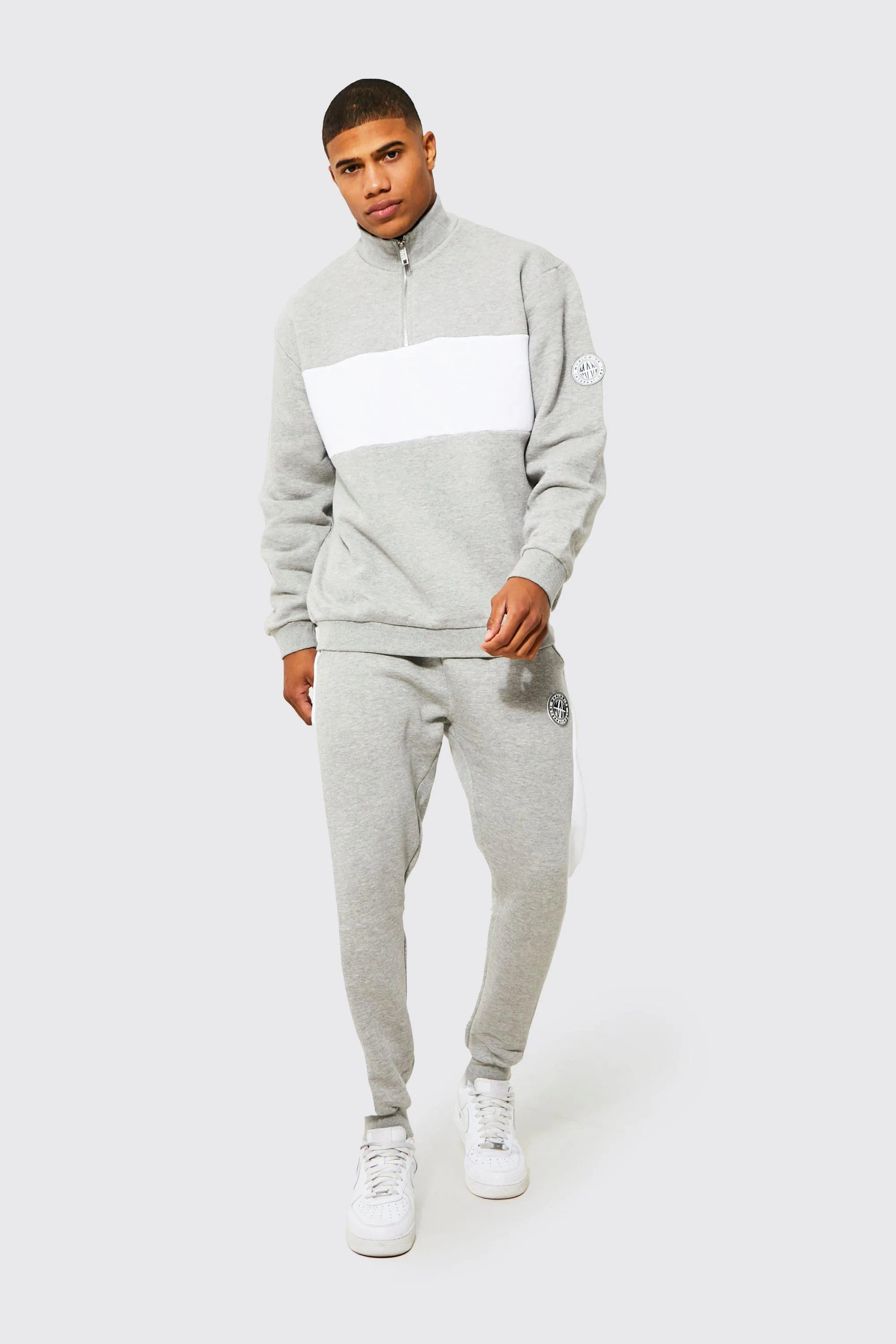 Oversized Man Colour Block Half Zip Tracksuit