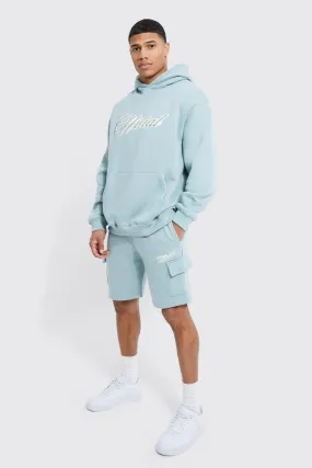 Oversized Official Cargo Short Tracksuit | boohooMAN UK