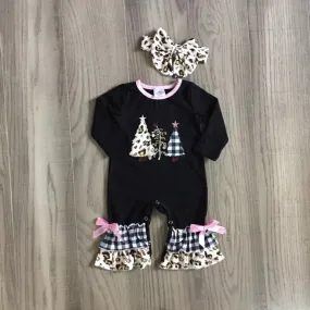 Pink black Christmas romper