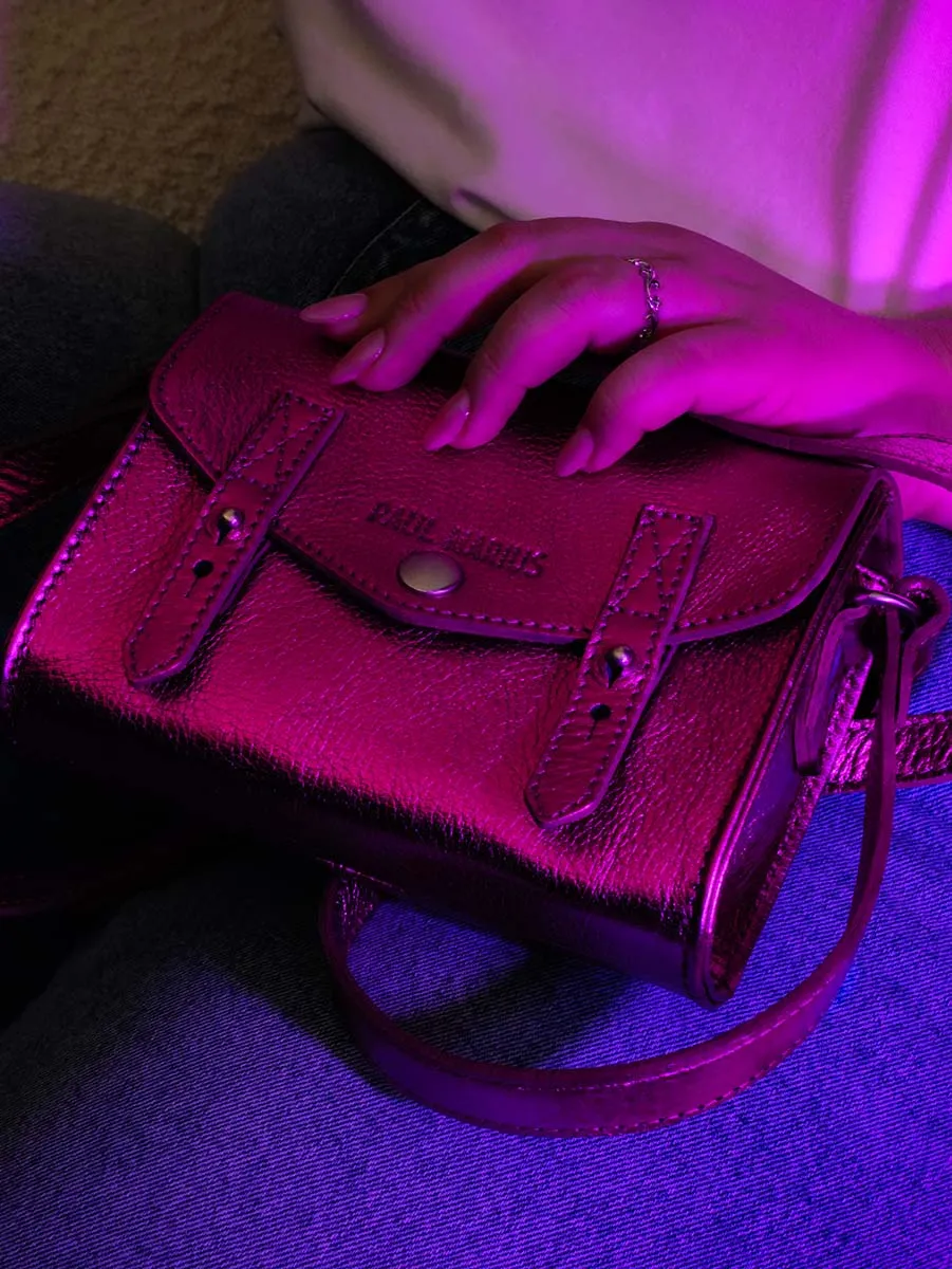 Pink Leather Cross-body Bag for Women - LeMini Indispensable Electric Pink | PAUL MARIUS