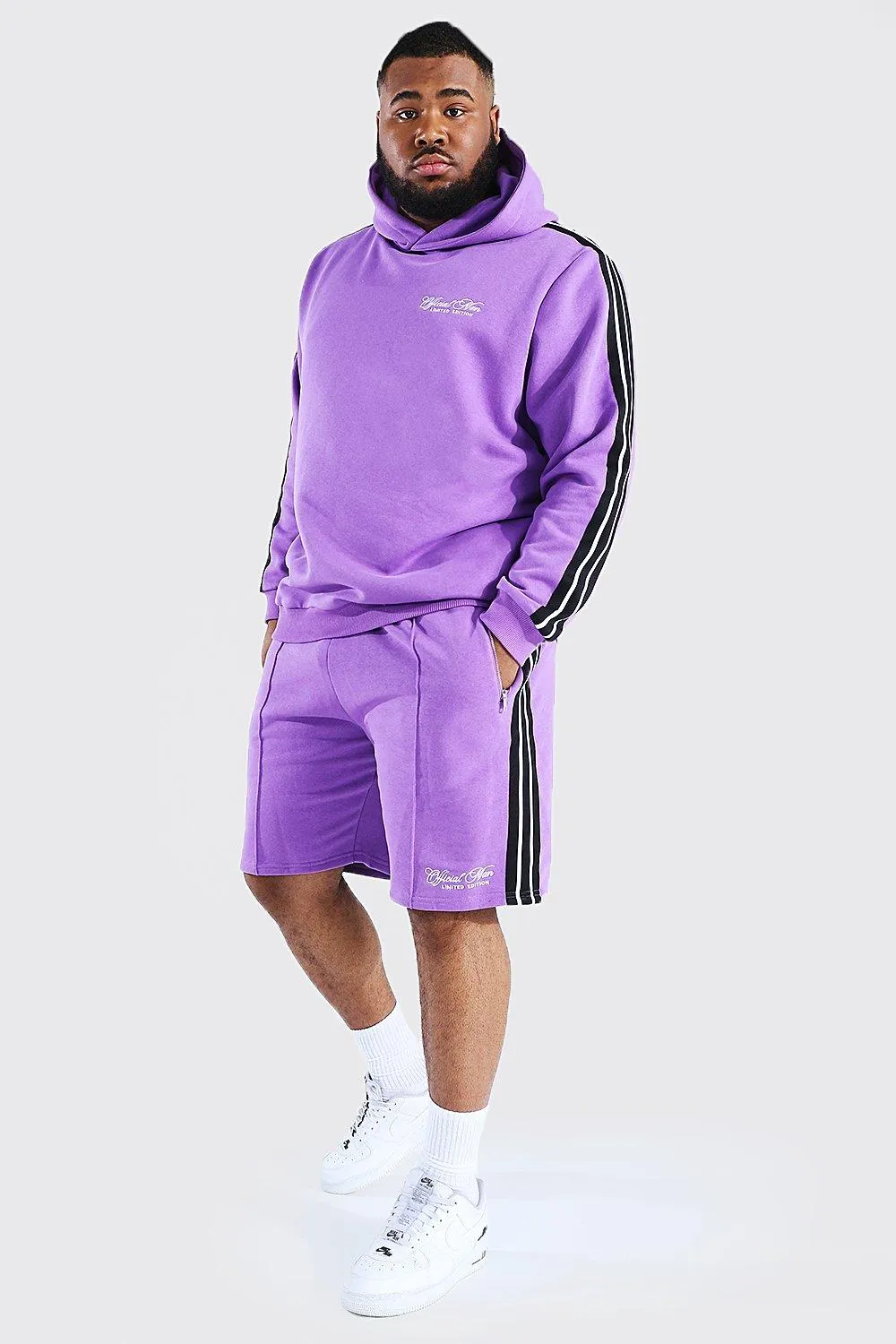 Plus Official Man Tape Hooded Short Tracksuit