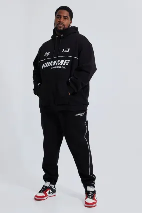 Plus Oversized Applique Motorsport Tracksuit | boohooMAN UK