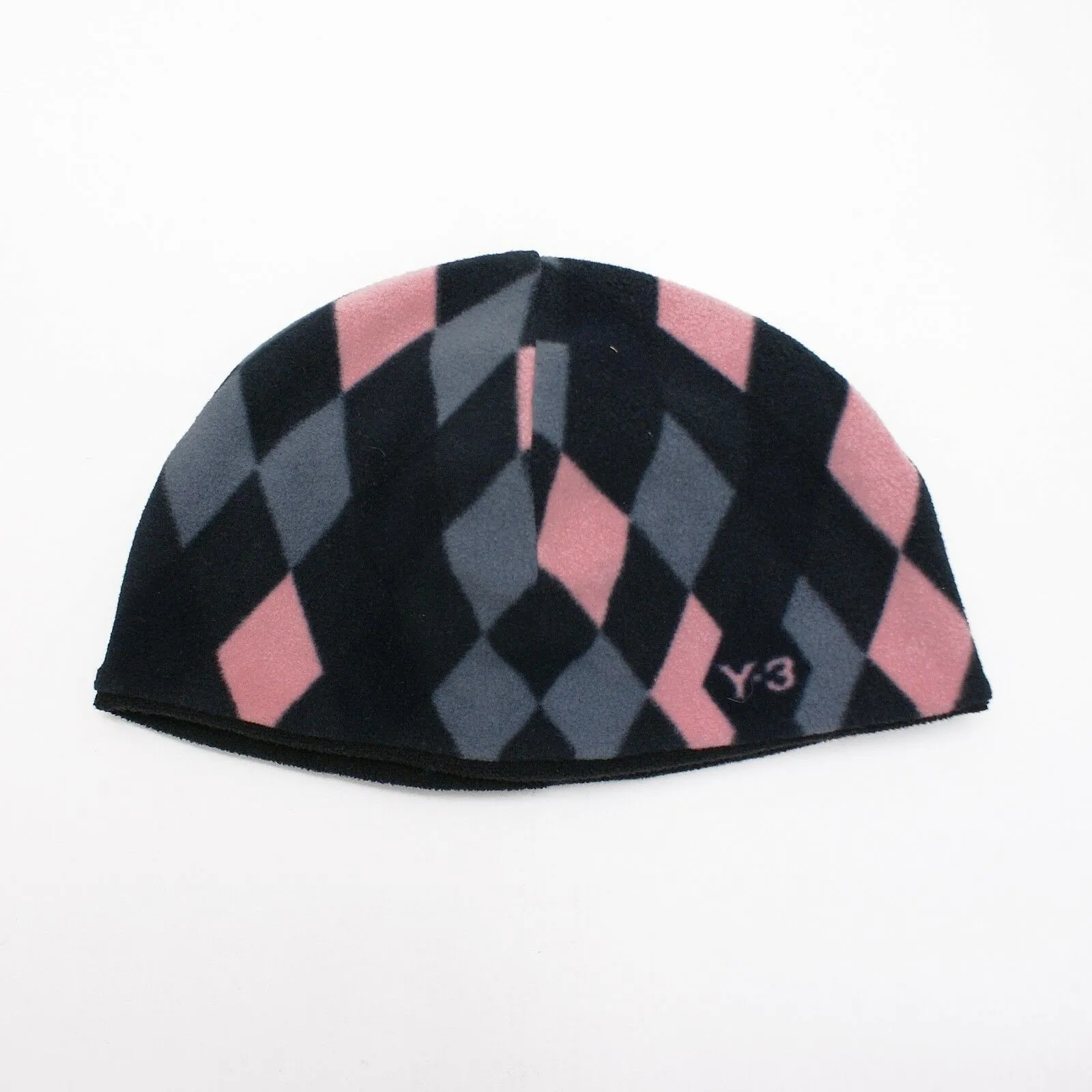 Polar Fleece Beanie Hat With Harlequin Pattern