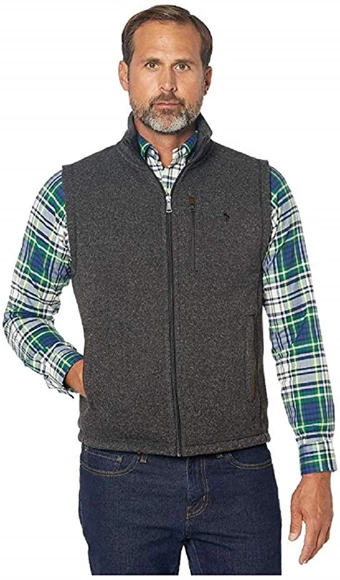 Ralph Lauren Polo Fleece Mockneck Vest (Black Marl Heather) Men's Vest Small