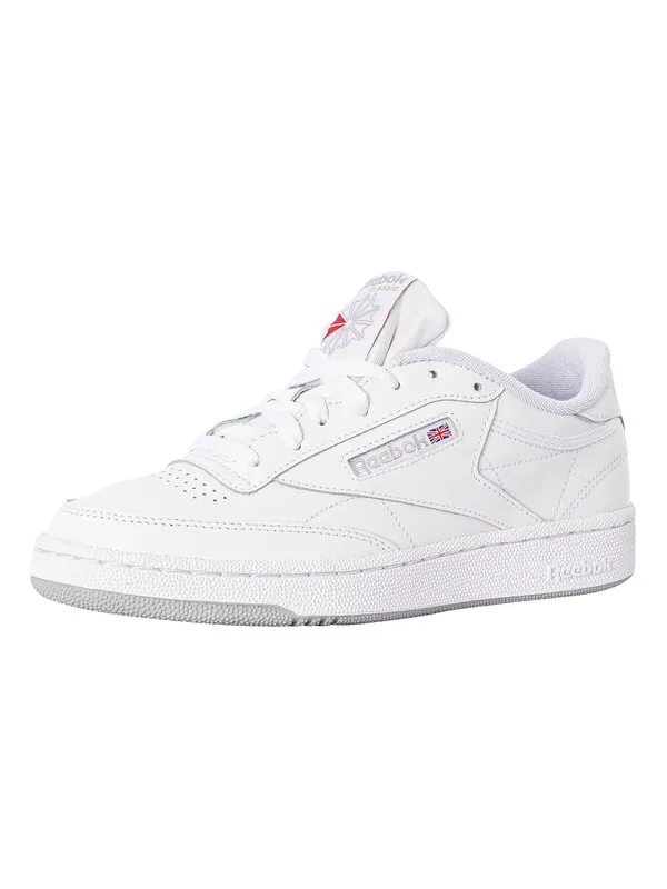 Reebok Club 85 Leather Trainers - White/White/Grey