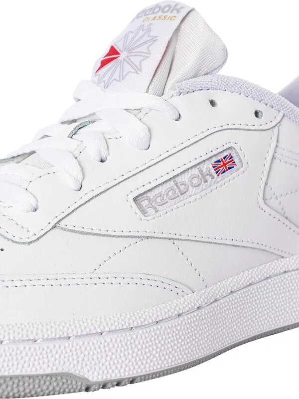 Reebok Club 85 Leather Trainers - White/White/Grey