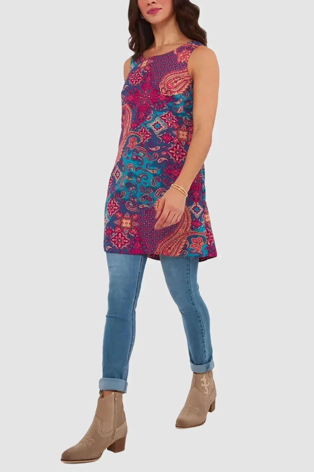 Reversible Vibrant Paisley Print Tunic