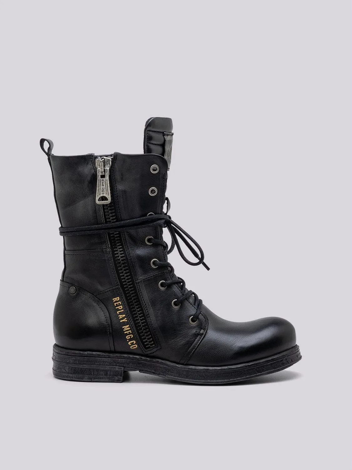 SADE EVY LEATHER BIKER BOOT WITH LACES