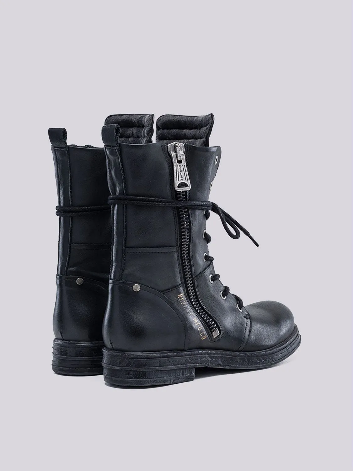 SADE EVY LEATHER BIKER BOOT WITH LACES