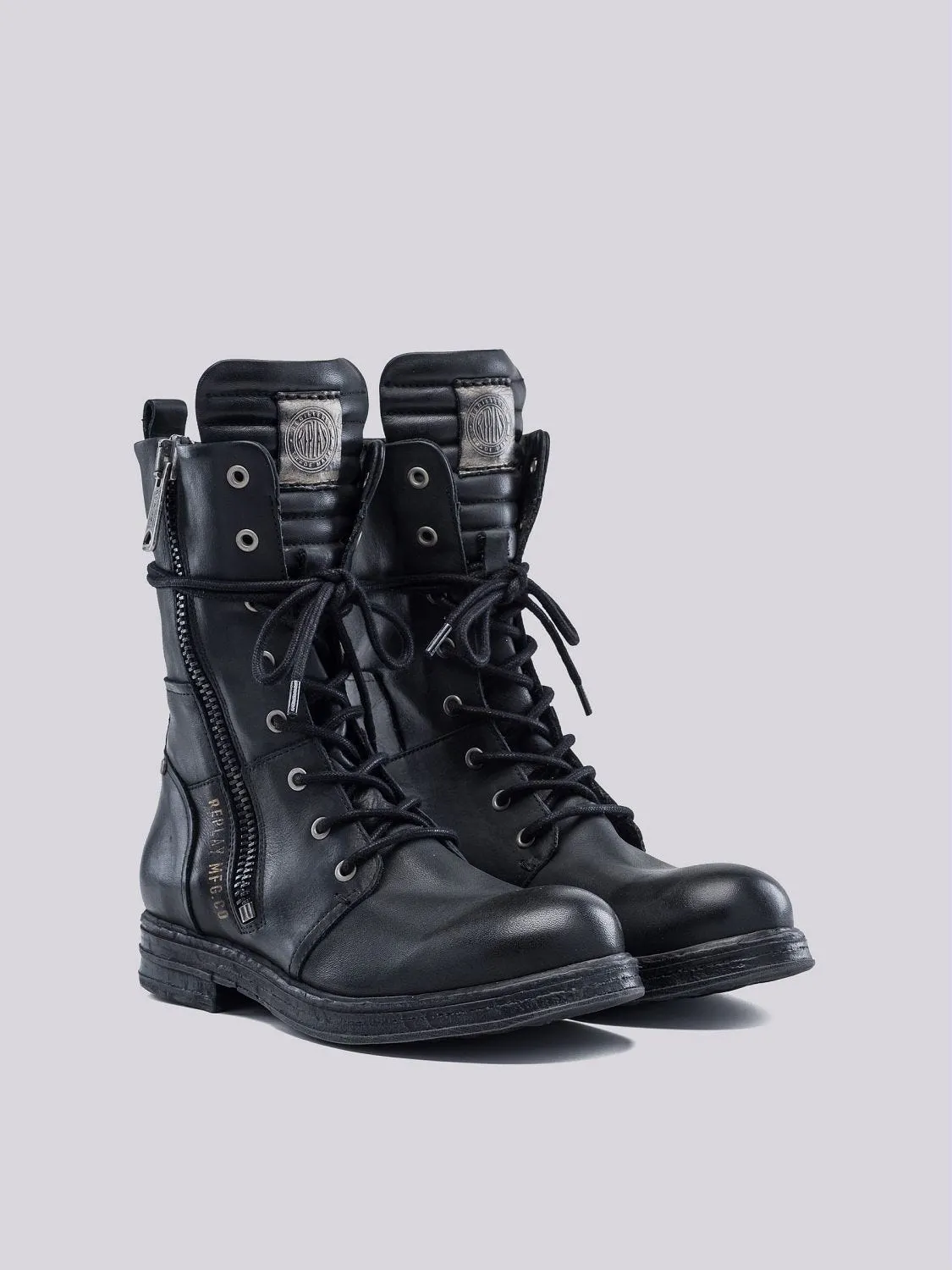 SADE EVY LEATHER BIKER BOOT WITH LACES