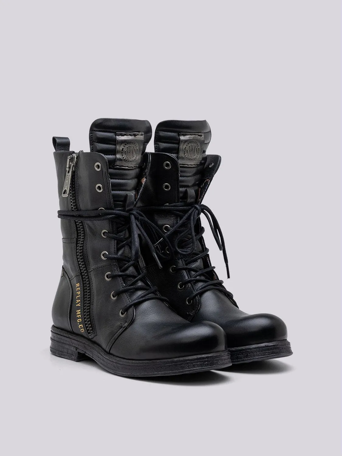 SADE EVY LEATHER BIKER BOOT WITH LACES