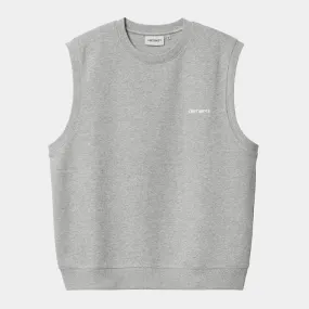 Script Sweat Vest - Grey Heather / White