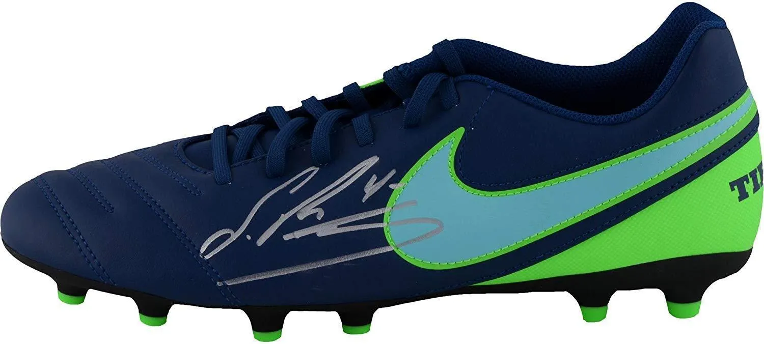 Sergio Ramos Spain Autographed Nike Tiempo Blue & Green Cleat - Fanatics Authentic Certified