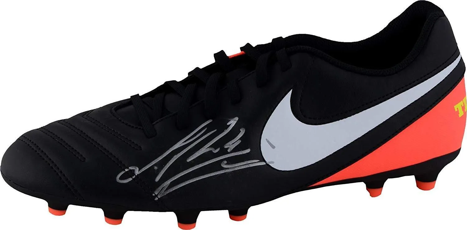 Sergio Ramos Spain Autographed Nike Tiempo Coral & Black Cleat - Fanatics Authentic Certified