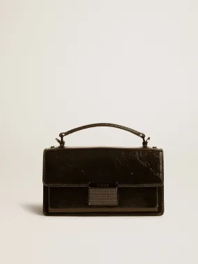 Small Venezia Bag in black metallic leather with black details