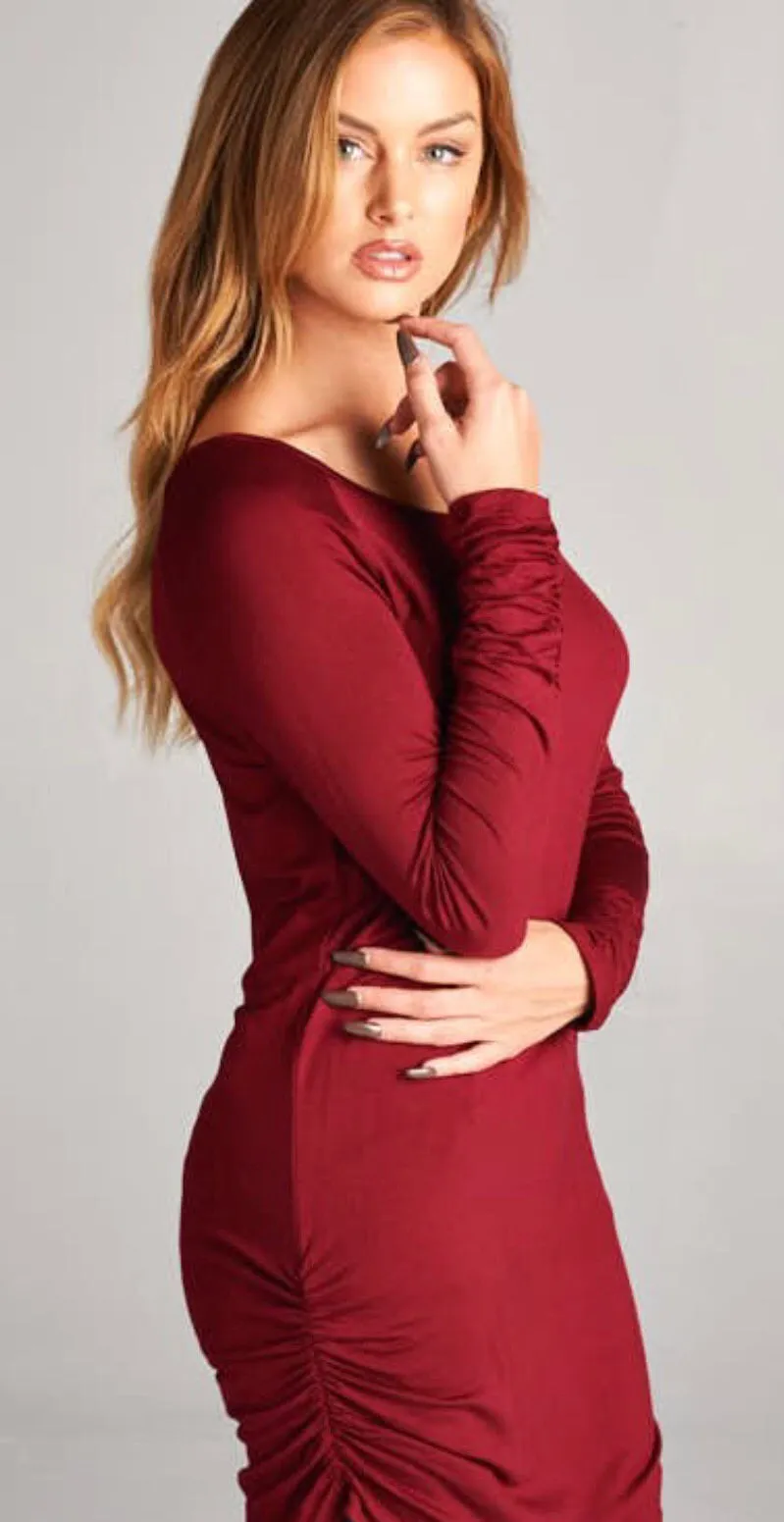 Solid Long Sleeve Rounded Neckline Tunic