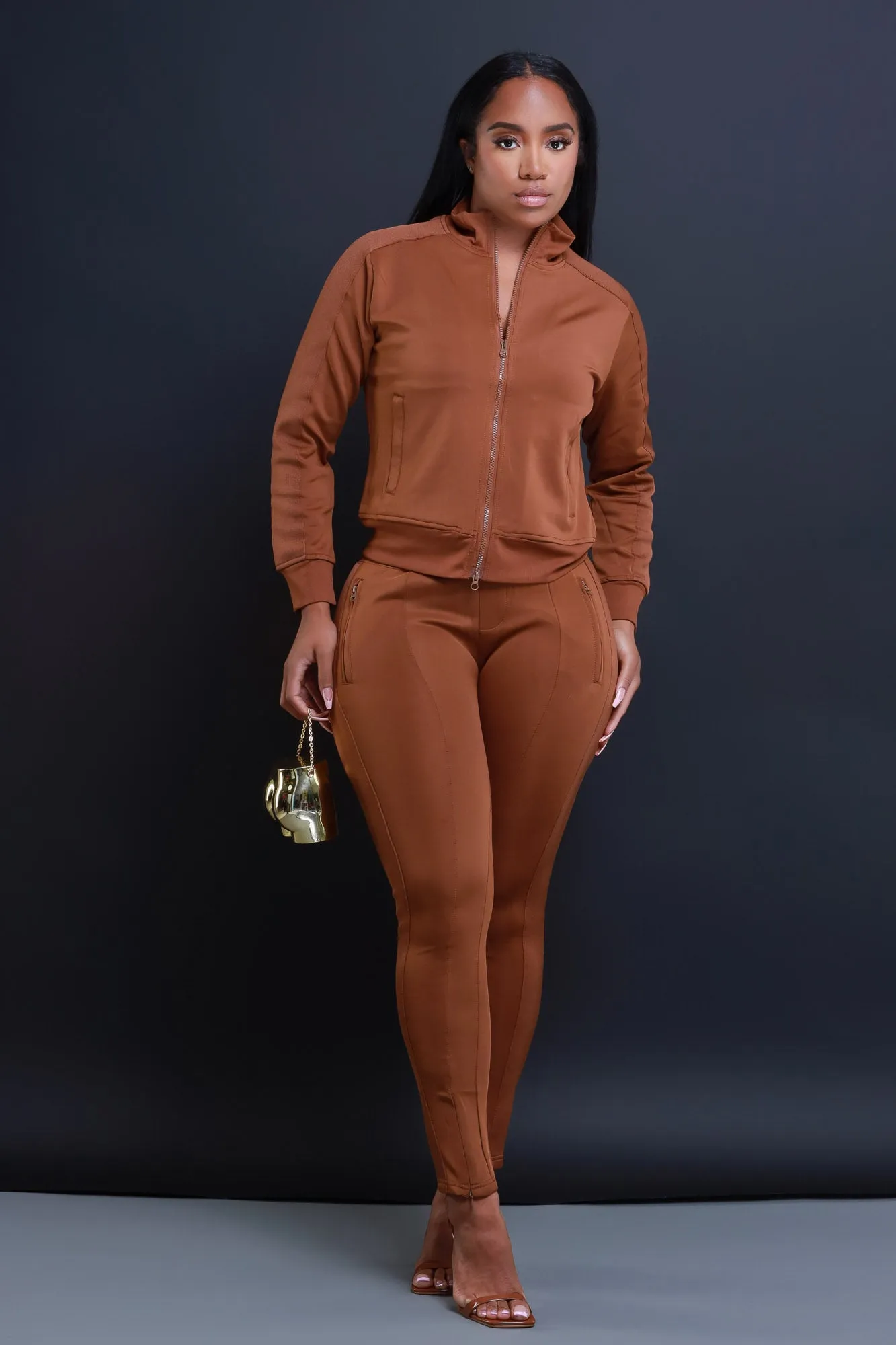 Somewhere Between Lined Tracksuit - Brown