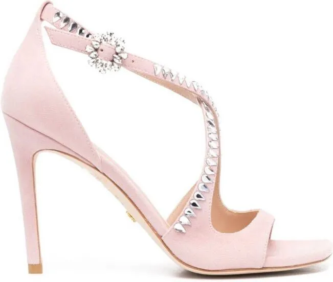 Stuart Weitzman crystal-embellished 110mm sandals Pink