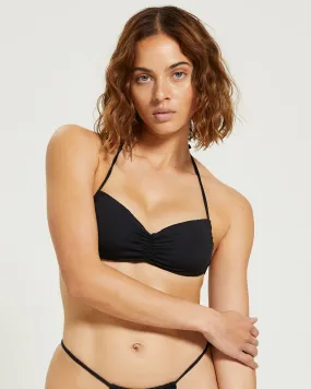 Subtitled Halter Neck Bikini Top Black