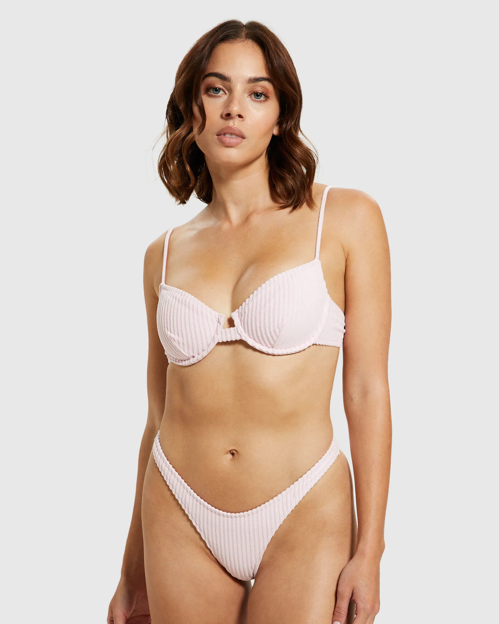 Subtitled Teela Towelling Rib Bikini Pink