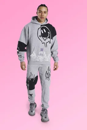 Tall Oversized Graffiti Patchwork Tracksuit